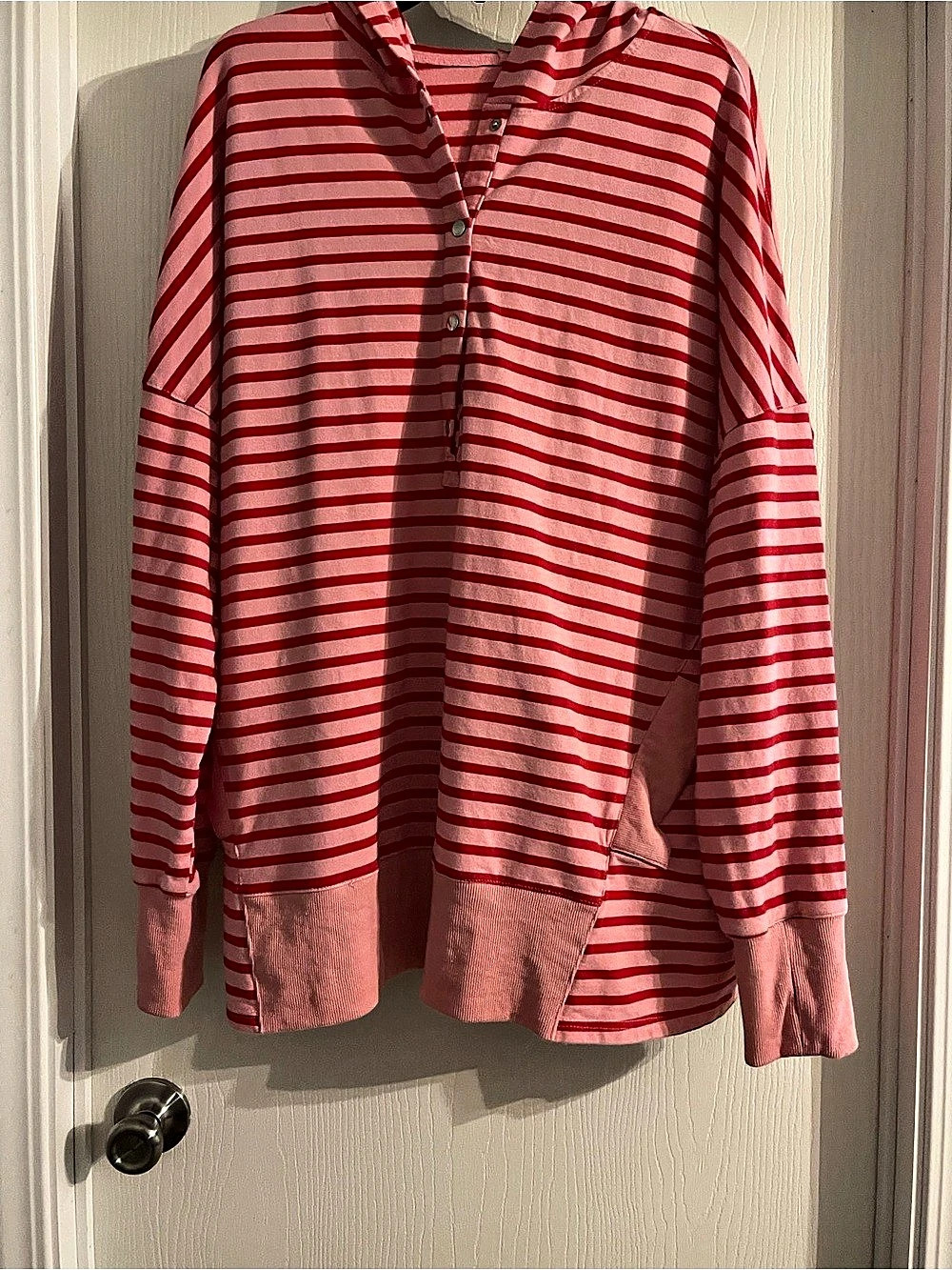 Striped Pullover Hoodie in Pink & Red 2XL Like New